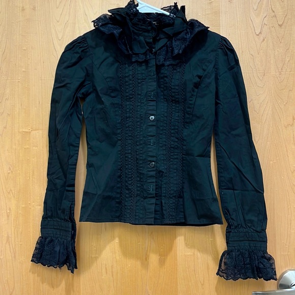 Gothic chivalry Black Blouse Size 2 - Picture 1 of 7